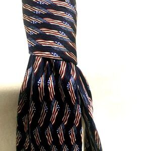 Stonehenge Mens 100% Silk Tie Stars Stripes USA American Flag Necktie Handmade